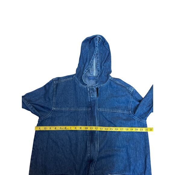 Desert Blues Denim Hooded Jacket Utility Workwear Jean Chore Coat Unisex L Vtg - Picture 4 of 6